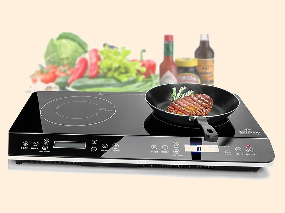 Illustration of a Duxtop double induction cooktop