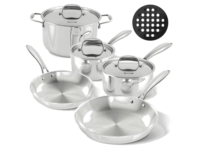 Duxtop Whole-Clad Tri-Ply cookware set, 9 pieces